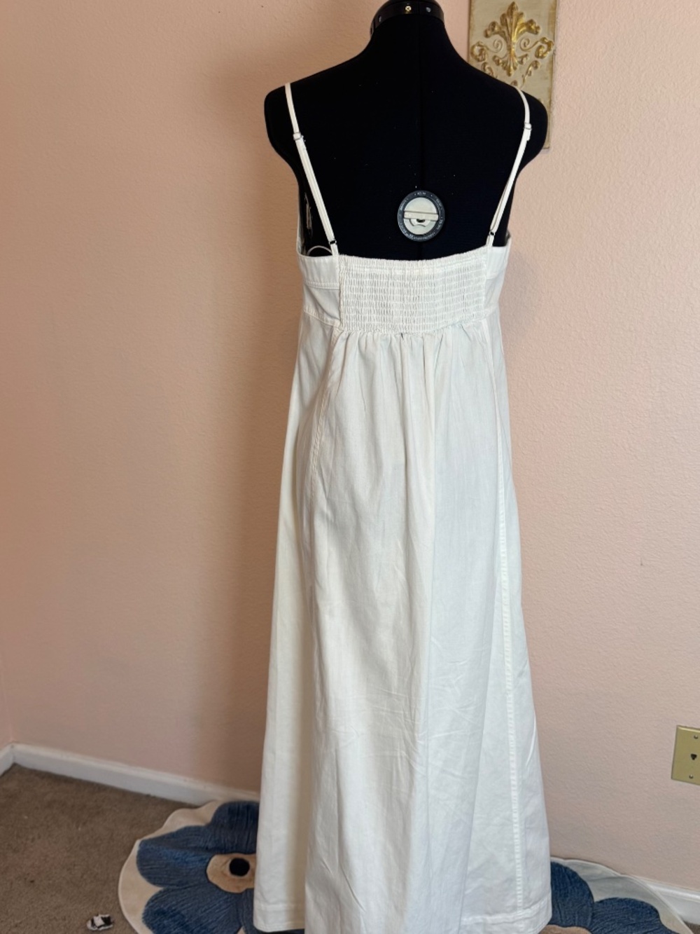 Boho Chic Cottagecore Free People Just Jill Denim Maxi Dress Medium Ivory Medium - Picture 3 of 13